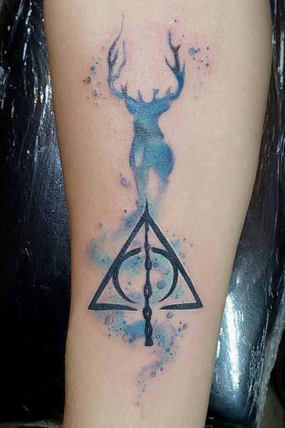 Patronus Tattoo, Patronus Harry Potter, Tattoo Harry Potter, Harry Tattoos, Hp Tattoo, Potter Tattoo, Harry Potter Tattoos, Harry Potter Tattoo, Tatuaje A Color