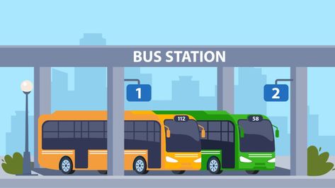 Terminal Bus, Bus Cartoon, City Transportation, Bus Stand, City Cartoon, Bus Terminal, Report Design, Bus Travel, City Illustration