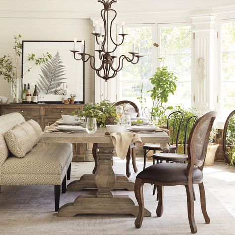 504 Likes, 13 Comments - Arhaus (@arhaus) on Instagram: “More really is merrier. Order custom dining now for holiday delivery. #diningtable #farmhouse…” Arhaus Dining Table, Arhaus Dining Room, Arhaus Furniture, Country Dining Rooms, Table Chairs, Extension Dining Table, French Country Decorating, Farmhouse Design, Rustic Furniture