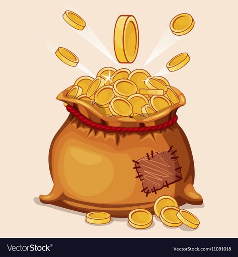 Bag Of Gold Coins, Make Easy Money Online, Bag Of Gold, Golden Coin, Cartoon Bag, Easy Money Online, Make Easy Money, Coins For Sale, World Coins