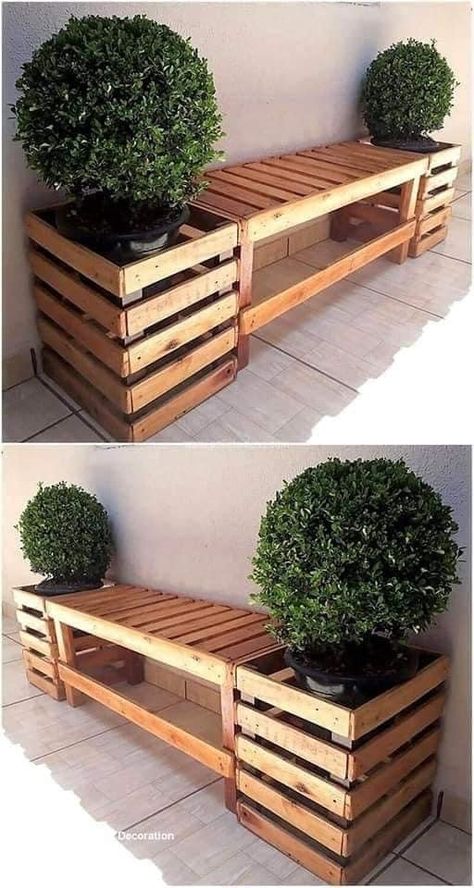 Pallet Garden Furniture, Pallet Patio Furniture, Pallet Patio, Door Entrance, Pallet Decor, Cement Planters, Diy Garden Furniture, Farmhouse Front, Pallet Garden