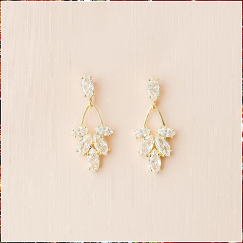 Wedding Jewelry - Have access to the fantastic brands and awesome products to meet your desire - Do It Now and Visit Today! Wedding Jewellery Gold, Gold Wedding Earrings, Earring Bridal, Silver Bridal Earrings, Leaf Earring, Crystal Wedding Jewelry, Gold Earrings Wedding, Bridal Earrings Drop, Gold Bridal Earrings