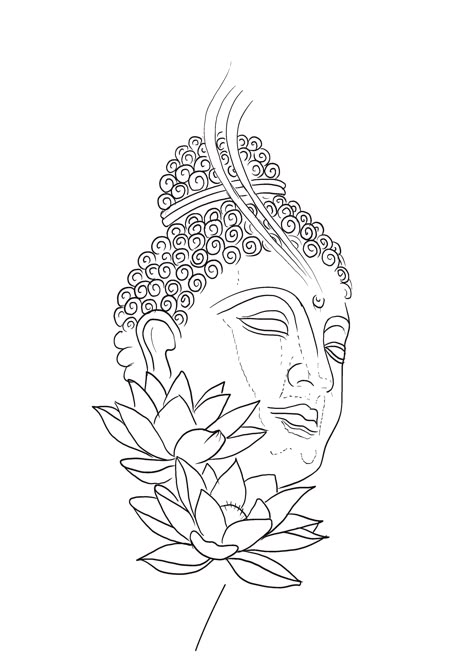 Buddha Face Tattoo Stencil, Buddha Outline Tattoo, Budda Tattoo Designs, Lord Buddha Tattoo, Buddha Outline, Mahadev Tattoos, Compass Tattoos Arm, Rocky Tattoo, Tato Realis