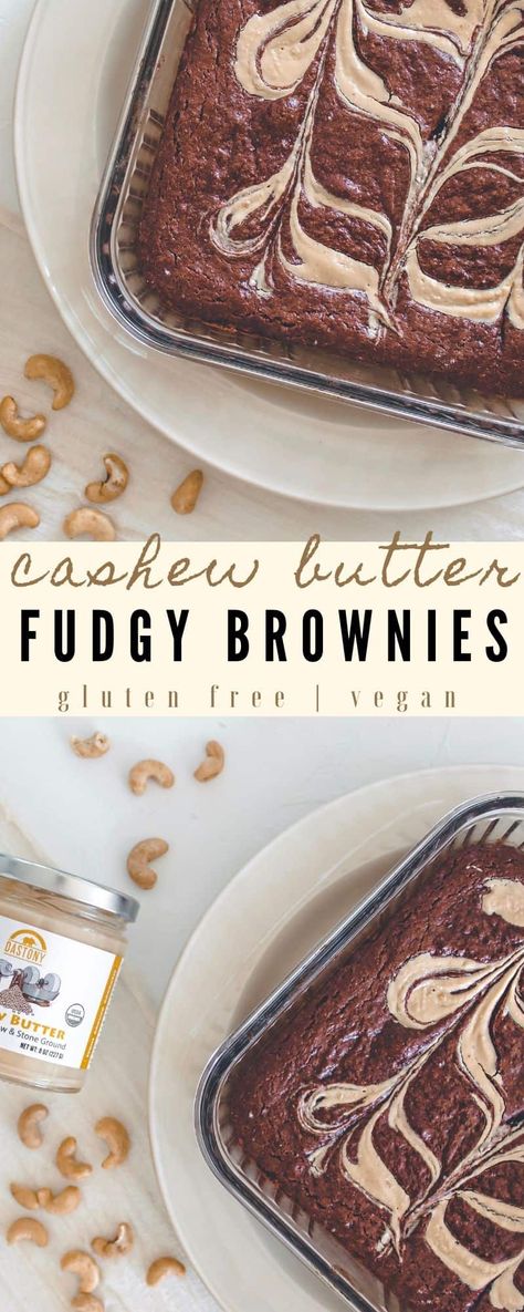 Cashew Butter Dessert, Recipes With Cashew Butter, Vegan Jam, Cashew Butter Recipe, Gf Brownies, Cacao Benefits, Vegan Oil Free, Homemade Brownie, Dessert Squares