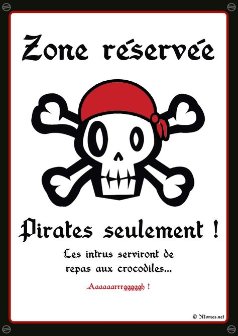 Les pirates ça ne plaisantent pas ! Quand ils font une fête entre eux, les intrus ne sont pas les bienvenus... Voici un poster pirate à imprimer pour les fêtes d'anniversaire d'enfant ou pour mettre sur la porte de la chambre de votre petit moussaillon ! Kids Deco, Pirate Birthday Party, Pirate Birthday, Pirate Theme, Pirate Party, Happy B Day, Animated Characters, Party Time, Kids Party