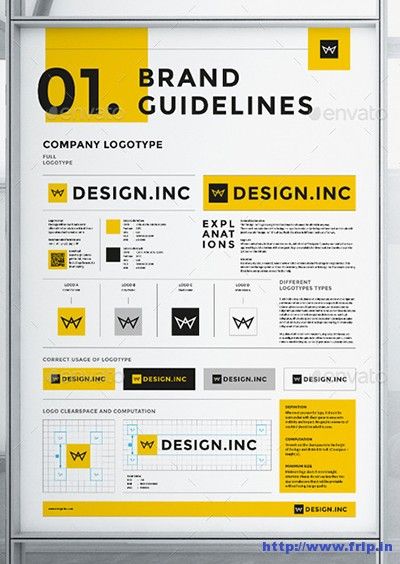 35+ Best Brand Manual Templates 2020 | Frip.in Brand Guidelines Book, Logo Guidelines, Brand Guidelines Design, Brand Guidelines Template, Manual Design, Brand Manual, Logo Presentation, Logo Unique, Corporate Identity Design