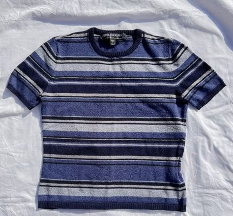 Aesthetic Striped Shirt, Cheap Vintage Striped Shirt, 90s Striped Long Sleeve Tops, Vintage Striped Cotton T-shirt, 90s Blue Long Sleeve T-shirt, Blue Striped Shirt, Men Stylish Dress, Baby Tee, Striped Tee