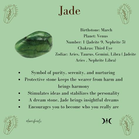 Green Jade Stone Aesthetic, Jade Spiritual Properties, Afghan Jade Crystal Meaning, Jade Gemstone Meaning, Nephrite Jade Crystal Meaning, Jade Crystal Affirmation, New Jade Crystal Meaning, Jade Witchcraft, Xiuyan Jade Crystal Meaning