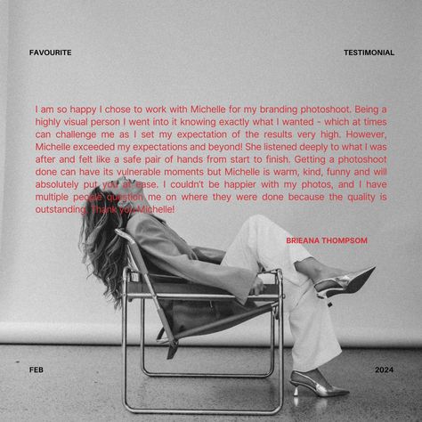 KIND WORDS 🖤 "I am so happy I chose to work with Michelle for my branding photoshoot. Being a highly visual person I went into it knowing exactly what I wanted - which at times can challenge me as I set my expectation of the results very high. However, Michelle exceeded my expectations and beyond! She listened deeply to what I was after and felt like a safe pair of hands from start to finish. Getting a photoshoot done can have its vulnerable moments but Michelle is warm, kind, funny and will... Become A Member Design, Editorial Branding Photoshoot, Branding Shoot Ideas Outside, Neutral Branding Photoshoot, Homebody Photoshoot, Doctor Branding Photoshoot, Editorial Brand Shoot, Self Branding Photoshoot, Brand Designer Photoshoot
