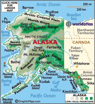 The State of Alaska http://www.worldatlas.com/webimage/countrys/namerica/usstates/ak.htm Eielson Afb Alaska, Rip Uncle, Alaska Living, Alaska Bucket List, Map Of Alaska, Alaska Road Trip, Travel Alaska, Alaska Map, North To Alaska