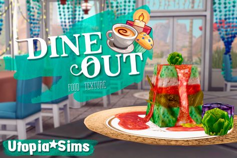 "Dine Out" Food Texture | Utopia Mordor en Patreon Sims 4 Cottage, Mod Decor, Food Texture, The Sims 4 Packs, Sims 4 Gameplay, Sims 4 Cc Furniture, Edible Food, Sims 4 Mods Clothes, Sims 4 Build