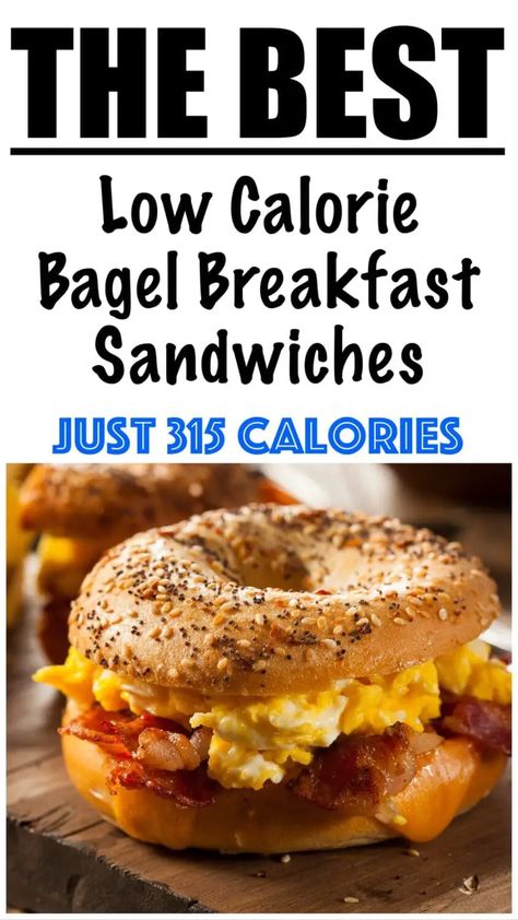 Low Calorie Bagel Recipe, Healthy Bagel Breakfast, Healthy Bagel Sandwich, Low Calorie Sandwich, Healthy Low Calorie Breakfast, Bagel Sandwich Recipes, Low Cal Breakfast, Healthy Bagel, Bagel Breakfast