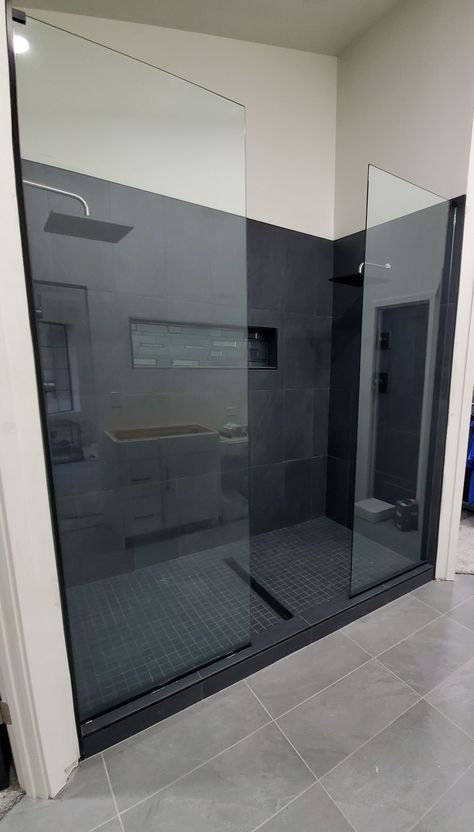 Double Shower With Window, Shower Double Head Master Bath, Showerheads Ideas, 2 Head Shower Walk In, Extended Shower Master Bath, Double Shower With Tub, Double Headed Showers Walk In, Dual Shower Ideas, Double Shower Walk In