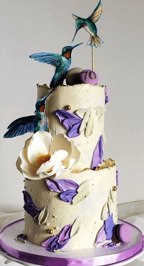 Humming Bird Cake Design, Hummingbird Birthday Party, Bird Cake Design, Hummingbird Cakes, Hummingbird Party, Bird Birthday Cake, Mountain Cake, Bird Baby Shower, Bird Cake