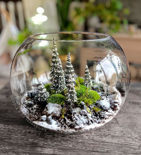 Christmas Terrariums Winter Scenes, Xmas Terrarium, Snow Terrarium, Aesthetic Terrarium, Snow Globe Centerpiece, Holiday Terrarium, Christmas Terrariums, Winter Terrarium, Christmas Greenery Decor