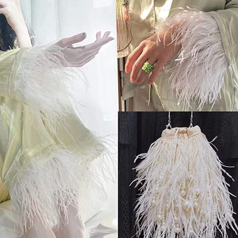 Perfect to add to any item of clothes to bring a new design to a plain piece. Diy Dress Sewing, Latin Wedding, Ostrich Feather Trim, Rooster Feathers, Feather Crafts, Feather Trim, Easy To Sew, Ostrich Feather, Sleeves Clothing