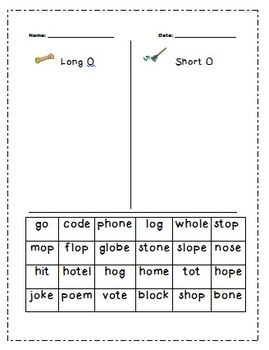 Oo Word Sort By Carolyn Mary B97 Short I Activities, Long Vowel Sounds Worksheets, English Phonetics, Oo Words, Word Family List, Rhyming Worksheet, Short Vowel Worksheets, Phonics Reading Passages, Long Vowel Words