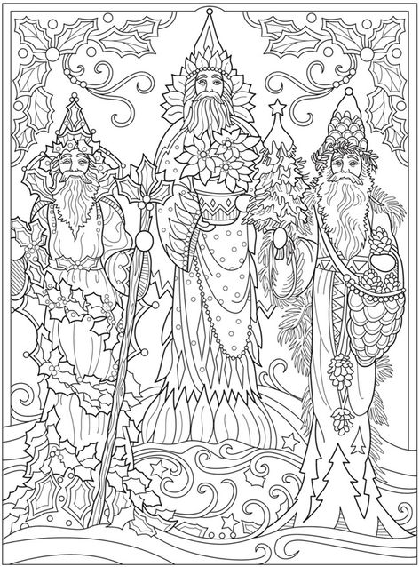 Three Winter Warlock's  From  Creative Haven Creative Christmas Coloring Book Winter Warlock, Dover Coloring Pages, Christmas Colouring Pages, Marjorie Sarnat, Roi Mage, Dover Publications, Adult Colouring Pages, Christmas Coloring Books, Printable Adult Coloring Pages