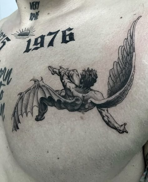 Pax Davis, Angle Tattoo, Collar Bone Tattoo For Men, Fallen Angel Tattoo, Animal Sleeve Tattoo, Wrist Tattoos For Guys, Angel Tattoo Designs, Pretty Tattoos For Women, Greek Tattoos