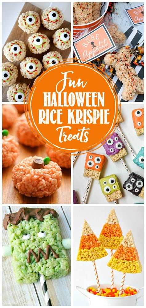 Collection of fun Halloween Rice Krispie treat ideas. Halloween Rice Krispy Treats, Halloween Rice Krispy, Halloween Rice Crispy Treats, Halloween Rice Krispies, Krispie Treats Christmas, Pumpkin Rice Krispie Treats, Easter Rice Krispie Treats, Halloween Rice Krispie Treats, Homemade Rice Krispies Treats