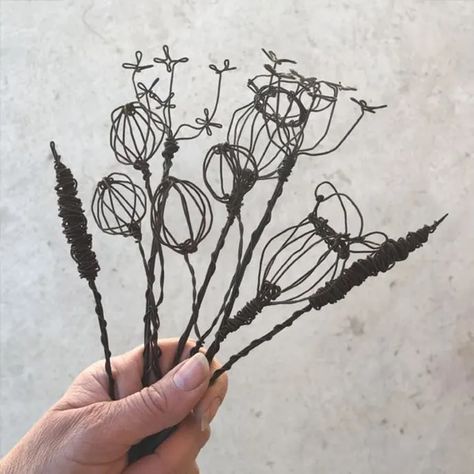 Trouva: Six Styles Wire Sprig Tatine Candles, Wire Sculpting, Wire Vase, Wire Sculptures, Candle Matches, Twisted Metal, Wire Flowers, Rusty Metal, Flower Display