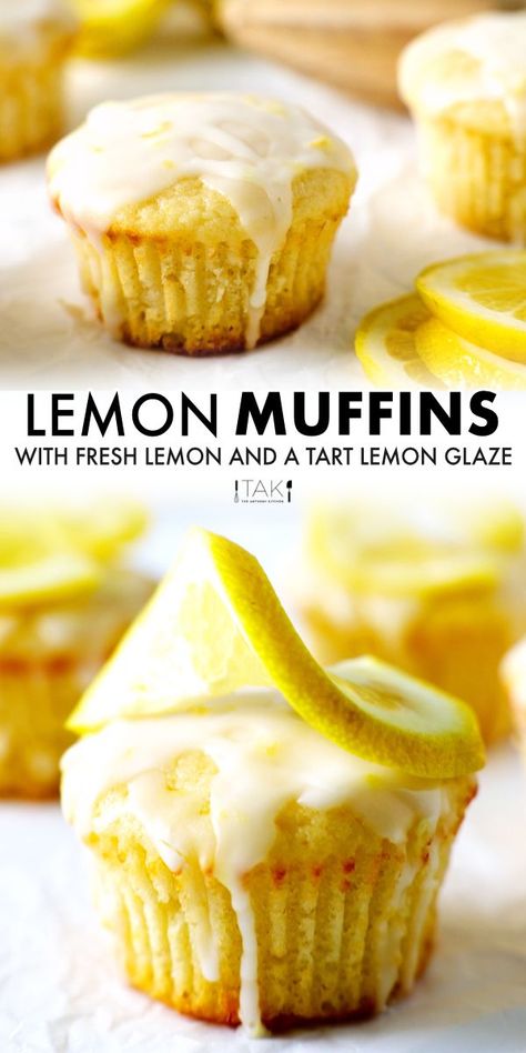 Lemon Loaf Muffins, Best Lemon Muffins, Lemon Muffins With Glaze, One Bowl Muffin Recipes, Muffins Lemon, Lemon Coconut Muffins, Lemon Muffins Recipes, Lemon Muffins Easy, Lemon Breakfast Recipes