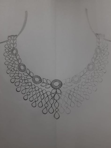 Traditional Jewellery Sketches, Traditional Jewelry Drawing, Jewellery Drawing Easy, Jewellery Sketches Jewelry Drawing, Necklace Drawing Sketch Simple, Jewelery Necklaces, Simple Jewellery Designs, Jewel Drawing, Fashion Maker