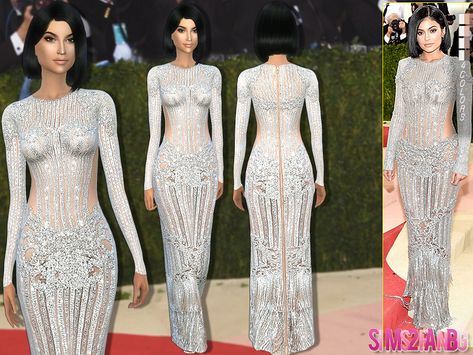 Kylie Jenner Met Gala, Met Gala Dresses, Tumblr Sims 4, Transparent Dress, Sims 4 Dresses, Kylie Jenner Outfits, Sims Four, Sims 4 Update, Sims 4 Mods Clothes