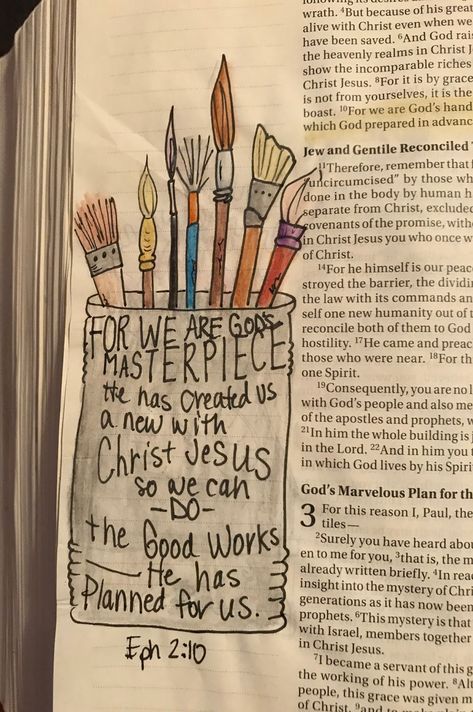 Ephesians 1 Bible Journaling, Bible Drawing Ideas, Bible Verse Journaling, God's Masterpiece, Bible Journaling For Beginners, Bible Drawing, Quotes Arabic, Bible Journaling Ideas Drawings, John 13