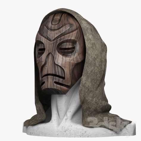 Wooden Mask Character Art, Wood Mask Design, Wooden Mask Fantasy Art, Fantasy Mask Design, Dnd Mask, Mask Concept Art, Mask Monster, Dragon Priest, Wooden Masks