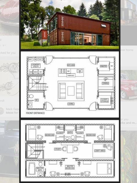 Container home - 6 container floorplan. #shippingcontainer #floorplan Shipping Container Design Plans, Shipping Container Design, Shipping Container Home Designs, Storage Container Homes, Container Ideas, Shipping Container House Plans, Shipping Container Home, Plans Architecture, Building A Container Home