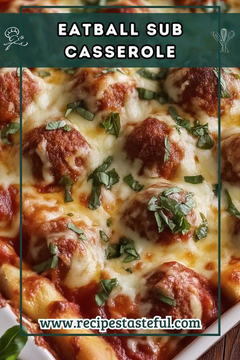 This Meatball Sub Casserole is a comforting and delicious dish that's perfect for family dinners or gatherings. With layers of creamy cheese, hearty meatballs, and Italian bread, it's an easy recipe that brings the flavors of a classic meatball sub to your table in casserole form! Meatball Sub Casserole, Cheesy Meatloaf, Meatloaf Casserole, Savory Meatballs, Meatball Sub, Hearty Casseroles, Meatball Subs, Veggie Delight, Italian Bread