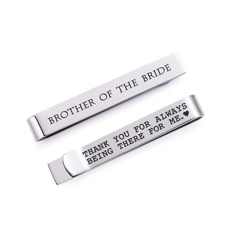 PRICES MAY VARY. This brother of the bride tie clip is great as a gift for the Brother of the Bride! It is great for Weddings! This brother of the bride tie clip is a great keepsake gift that will last forever! The tie clip is entirely made of solid Stainless Steel high polished finish and therefore won't tarnish! This tie clips are great wedding gifts for the brother of the bride. The brother of the bride tie bar is engraved with the text as pictured “BROTHER OF THE BRIDE” on the front,"THANK Y Stepfather Of The Bride Gift, Brother Of The Bride Gifts, Brother Of The Bride Gift, Tie Clips For Men, Father Of Groom Gift, Groomsmen Tie Clip, Gifts Brother, Brother Of The Bride, Man Of Honor