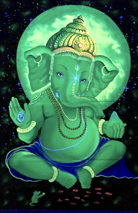 Green Ganesha, Fallen Angel Art, Maa Laxmi, Creative Composition, Hanuman Wallpapers, Lotus Flower Pictures, Sai Baba Hd Wallpaper, Gods Goddesses, Ganesh Lord