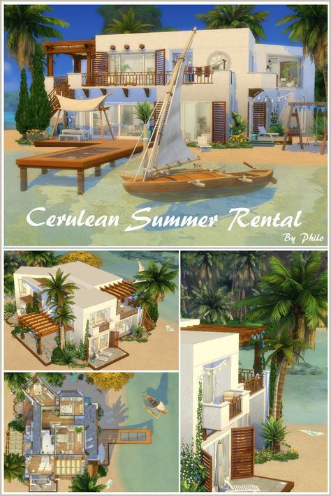 Sims 4 Beach Rental, Sims 4 Vacation House Layout, Sulani Family House Sims 4, Sims 4 Vacation Lots, Modern Sulani House Sims 4, Sims 4 Sulani Mansion, Sims Tropical House, Sims 3 Beach House, Modern Beach House Sims 4