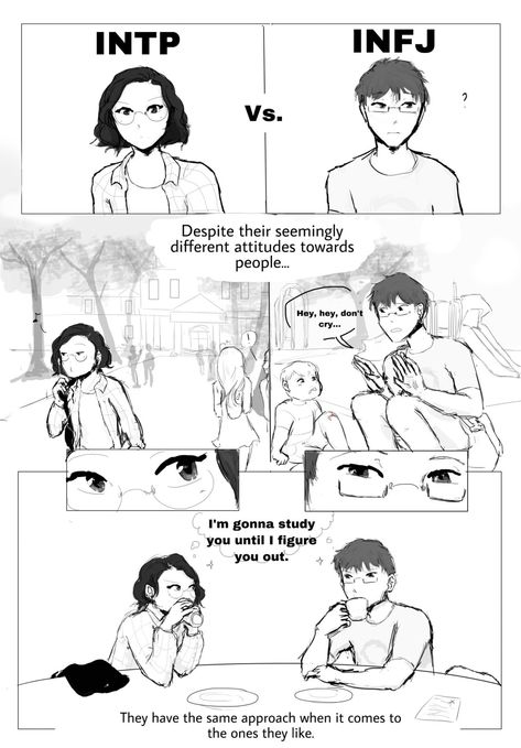 Intp X Infj, Mbti Comics, Intp Infj, Intp Relationships, Personalidad Infj, Infj Humor, Infj Psychology, Mbti Test, Intp Personality Type