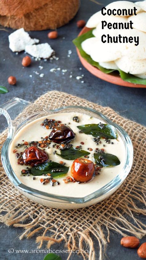 Coconut Peanut Chutney For Idli & Dosa Coconut Chutney For Dosa, Chutney For Dosa, Chutney For Idli, Peanut Chutney, Idli Dosa, Raw Peanuts, Idli Recipe, Goan Recipes, Dosa Recipe