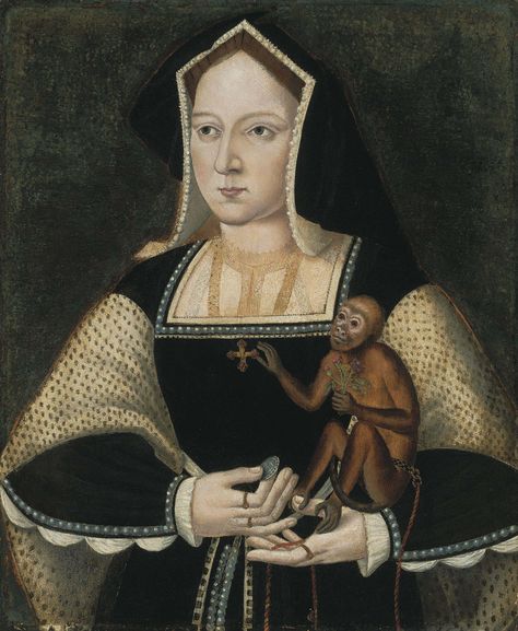 English School, 16th century. Portrait of Katherine of Aragon (1485-1536), Queen of England.  19 7/8 x 16 5/8 in. Katherine Of Aragon, Catherine Of Aragon, Henry Viii, Aragon, England, Queen, Black