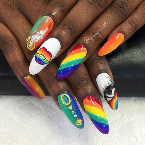 🌈 rainbows for pride #blackgirlnails Black Woman Nails, Shape Nails, Girl Nails, Coffin Shape, Coffin Shape Nails, Black Nail Designs, Black Pride, Girls Nails, Valentines Nails