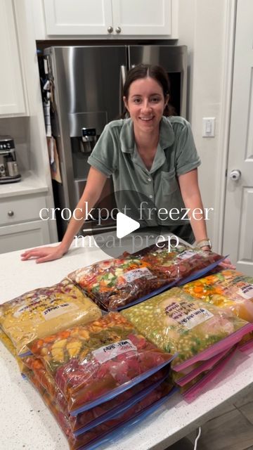 Emy Lee on Instagram: "Crockpot freezer meal prep!! We love doing this for busy seasons of life, and with another dental surgery, work trips, visitors, and the busy holiday season coming up, we are going to need some meals on-hand and ready to go! 

Comment “crockpot” and I’ll send you the link for the PDF with the recipes I used ✨. It’s free, I just couldn’t fit it all in the caption lol

Or, you can go to my website from my bio and find them there! 

#budgetcoach #spendingcoach #sahm #stayathomemom #spendless #mealprep #groceries #savemore #budgetmealprep #freezermealprep #crockpot #slowcooker #easydinner #busymom #easydinnerideas #crockpotmeals" Dump And Go Crockpot Dinners For Two, Crockpot Weekly Meal Prep, 2 Person Slow Cooker Meals, Freeze Prep Meals, Crock Pot Prep Meals Freezer Cooking, Freeze And Heat Meals, Pre Made Freezer Meals, Crockpot Prep Meals Crock Pot Freezer, Make Ahead Family Dinners