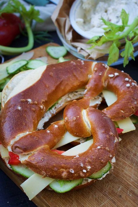 Vegan Pretzel | Gourmandelle Vegan Pretzel Recipe, Pretzel Sandwich, German Pretzels, Vegan Apps, Vegan Market, Clean Eating Vegan, Soy Free Vegan, Vegan Brunch, Vegetarian Sandwich