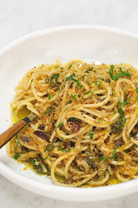 Dishes With Anchovies, Anchovy Butter Pasta, Anchovy Paste Uses, Anchovie Paste Recipes, Lemon Anchovy Pasta, Anchioves Pasta, Italian Anchovy Recipes, Tomato Anchovy Pasta, Breadcrumb Recipe Meals