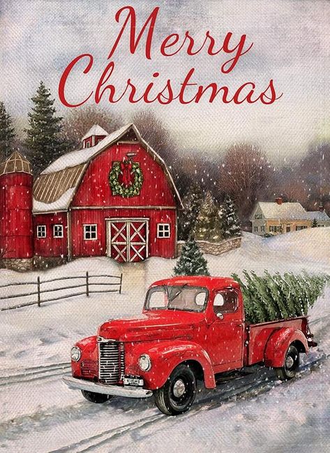 Amazon.com : Selmad Home Decorative Merry Christmas Garden Flag Red Truck Double Sided, Winter Rustic Quote House Yard Flag Xmas Pickup, Outside Holiday Yard Decorations, Horses Seasonal Outdoor Flag 12 x 18 : Patio, Lawn & Garden Old Red Truck, Red Truck Christmas, Christmas Red Truck, Christmas Wallpapers, Christmas Truck, Christmas Scenes, Christmas Paintings, Red Truck, Country Christmas