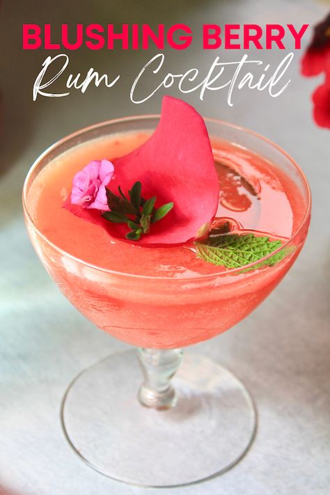 Inspired by the balance and simplicity of both the classic daiquiri cocktail and the Hemingway daiquiri, this easy fruity rum cocktail is laced with fresh strawberry flavor and pops of sparkling pink grapefruit. #rum #rumcocktails #strawberrycocktail #grapefruitcocktail #bacardirumrecipe #rumdrinks #summerrumdrinks Pink Rum Drinks, Strawberry Rum Drinks, Drinks With Bacardi Rum, Summer Rum Drinks, Classic Daiquiri, Rum Drinks Easy, Summer Rum Cocktails, Summer Mixed Drinks, Rum Cocktails Easy