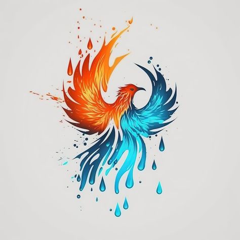 A phoenix bird with a splash of water an... | Premium Photo #Freepik #photo #pheonix #fenix #phoenix #flame-logo Bird In Water Painting, Phoenix Logo Design Art, Fenix Logo, Phoenix Logo Design, Logo Phoenix, How To Drow, Greek Designs, Phoenix Logo, Art Logos