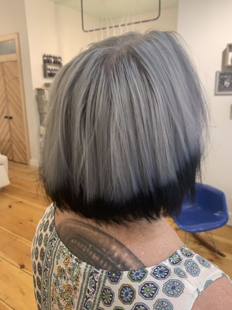 Grey silver hair black tips Gray Hair With Black Tips, Silver Hair With Black Tips, Silver Hair Black Tips, Grey Hair With Black Tips, Silver And Black Hair Short, Black And Silver Hair Short, White Hair Black Tips, White Hair With Black Tips, Hair Black Tips