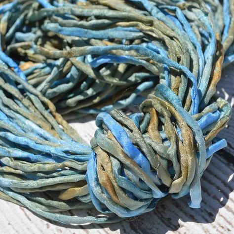 Sea Breeze Silk Cords Hand Dyed Silk Cords, Hand Sewn Strings, Qty 1 to 25 Cords 2-3mm Jewelry Making Craft Cord, Blue, Tan, Green, Brown Sari Ribbon Jewelry, Colour Pallettes, Sari Ribbon, Ribbon Jewelry, Dyed Silk, Hand Dyed Silk, Silk Cord, Brown Silk, Sea Breeze