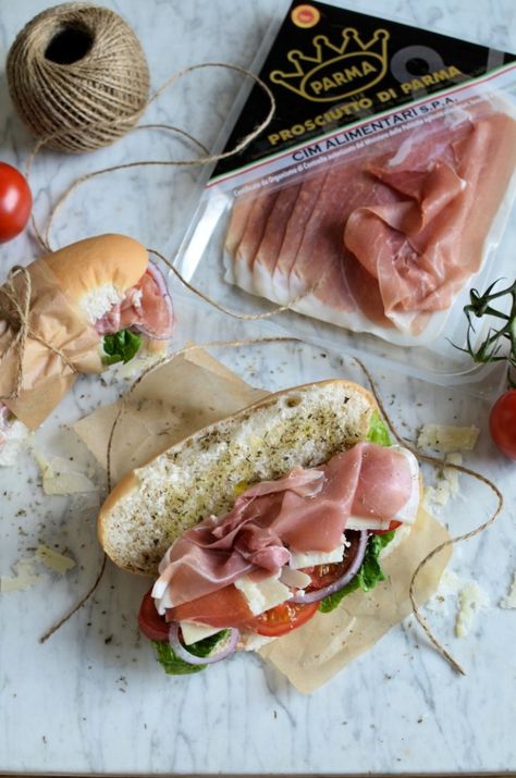 Italian Sub Sandwich with Prosciutto di Parma Ham - Lavender and Lovage Long Sandwich, Italian Sub Sandwich, Ham Sandwich Recipes, Prosciutto Sandwich, Italian Ham, Repulse Bay, Sub Sandwich, Italian Sub, Parma Ham