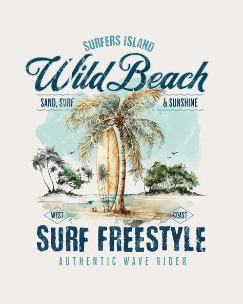 Browse the most stunning Beach and Surf T-Shirt designs on Kittl, ready to use for your next project. Beach Tshirt Designs, Vintage Tshirt Design, T Shirt Design Template, Shirt Logo Design, Surf Tshirt, Shirt Design Inspiration, Beach Surf, Island Design, Beach Design