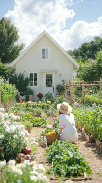 Homesteading Today Vegetable Garden Homestead, Homestead Garden Aesthetic, Southern Vegetable Garden, Simple Country Living Aesthetic, Living On A Farm Aesthetic, Living Off The Land Aesthetic, Rural Life Aesthetic, Small House With Garden, Modern Homestead Aesthetic